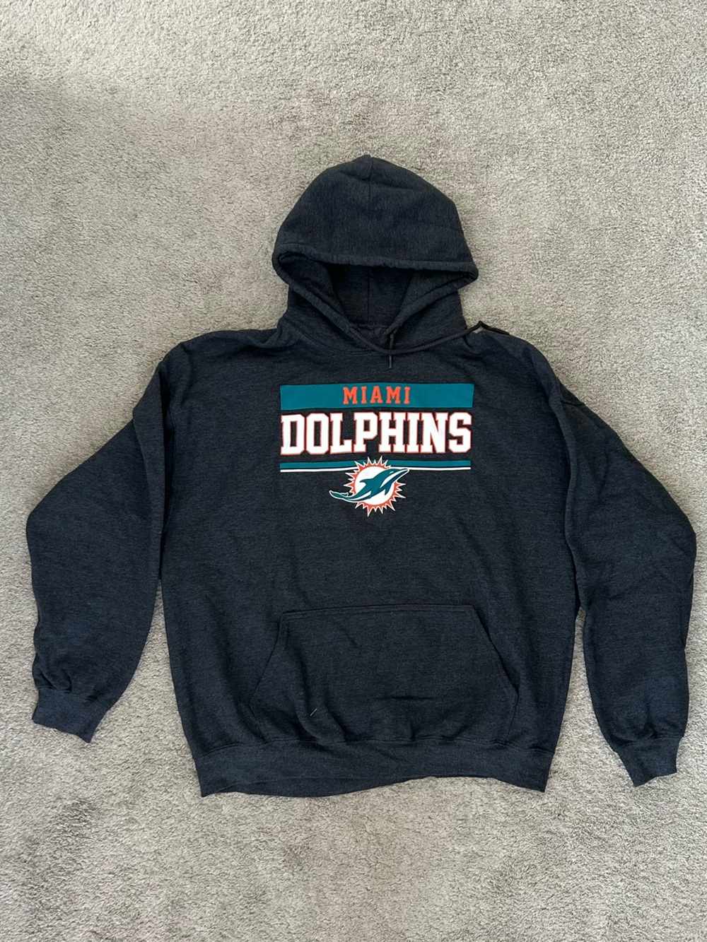 Miami Dolphins Black Crewneck Hooded Sweatshirt